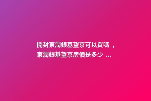 開封東潤銀基望京可以買嗎，東潤銀基望京房價是多少？